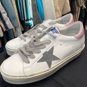 Golden Goose White and Gray Star Sneakers